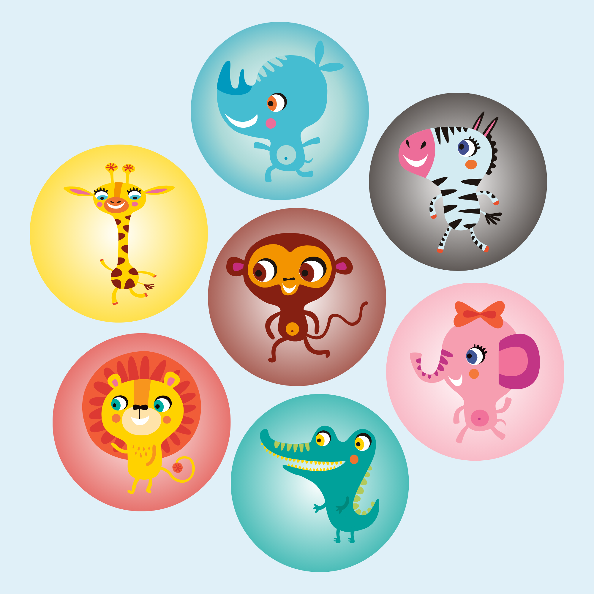 Dierenstickers met achtergrond